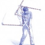 Le golfeur utilise aussi un pendule double, formé par ces bras et le club. (Dessin : B. Vacaro)